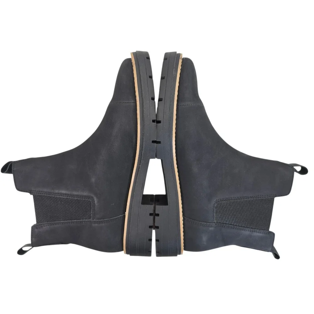Toms Matte Black Skyar Chelsea Lug Sole Ankle Boots Women 9.5 10018632‎ Cap Toe